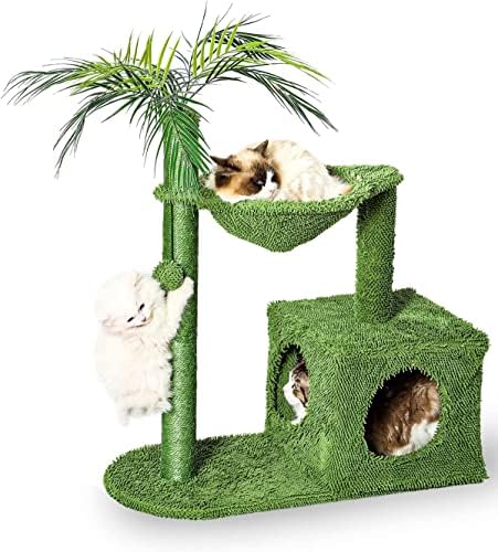 לאויה 27.5 אינץ חתול עץ, מקורה חתול מגדל עם סיסל חתול גרוד, ערסל קטיפה מוטות, פעילות מרכז עבור גורים,