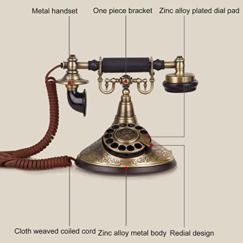 טלפון וינטג 'רטרו, טלפון חיוג רוטרי עתיק מיושן, נפח רינגטון מעוצב, חייגן מתכת, טלפונים קווי עיצוב לבר