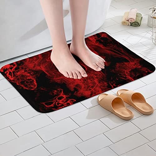 גולגולת גותית שטיח אמבטיה לא להחליק מחצלת אמבטיה שלד אדום ושחור 16 x24 לבנים אמבט אמבטיה בנות, מחצלת
