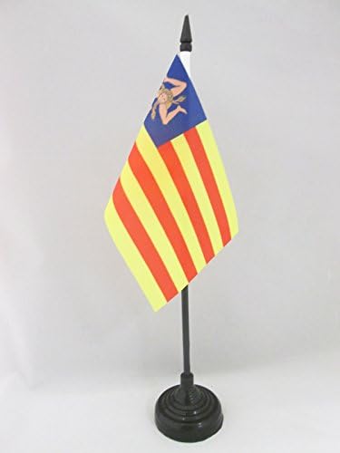 דגל AZ דגל סיציליה עצמאי דגל 4 '' x 6 '' - דגל שולחן שולחן סיציליאני נציונליסטי 15 x 10 סמ - מקל פלסטיק