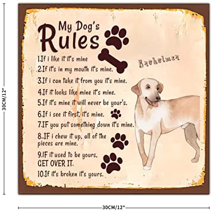 מצחיק כלב מתכת סימן שלט שלי כלב של כללים לחיות מחמד דלת קולב עם חיות מחמד כלב ציטוט כפרי מתכת הדפסת