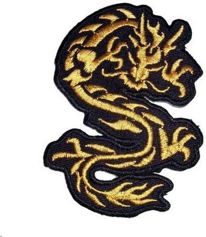 אבק גרפי דרקון סיני מוזהב ברזל רקום על תיקון קונג פו אמנות לחימה טאקוונדו נלחם