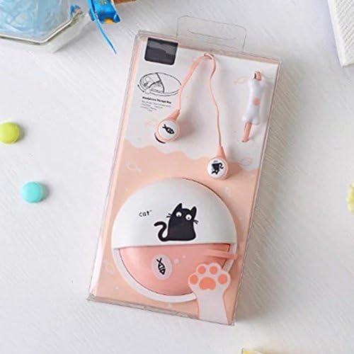 Qearfun סטריאו 3.5 ממ באוזניות אוזניות של חתול אוזניים עם מיקרופון עם מארז אחסון אוזניות לסמארטפון MP3