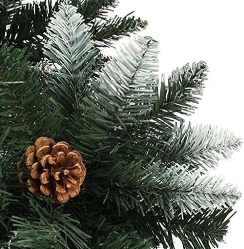 עץ חג מולד מלאכותי עם חרוטים אורנים ונצנצים לבנים 82.7 , קישוטים לחג חג המולד, עץ חג המולד בחוץ, עץ