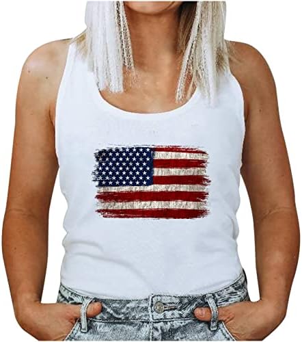 נארברג אמריקאי דגל חולצה נשים קיץ ללא שרוולים גופייה פטריוטית חולצה ארהב דגל הדפסת גרפי חולצה 4 יולי