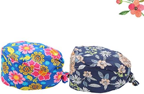 2 יחידות פרח מודפס כובע אופנה כותנה כובע מעודן כובע רב תכליתי עבודה כובע לשימוש יומיומי דקור עבור אירועים