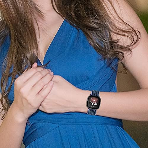 תבנית גל מתכווננת של Youkex ניילון ניילון אלסטי שעון תואם ל- Fitbit Versa 3/Fitbit Sense לנשים גברים