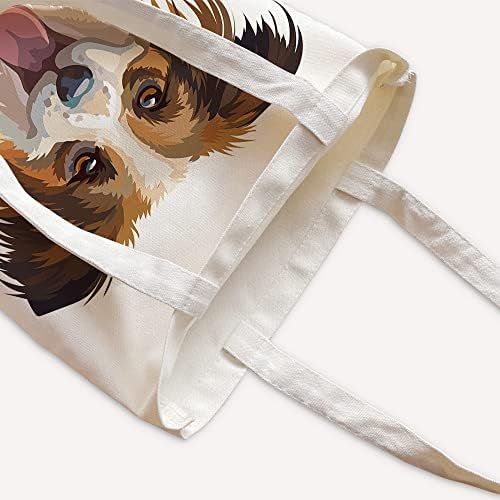 כלב הדפס חמוד טבע שקית תיק תיק קנבס בידיות תיקים לנשים תיק חוף אסתטי חמוד תיק שימוש חוזר לתיק שימוש