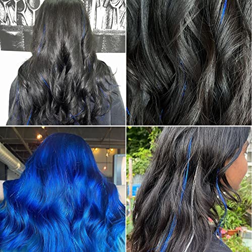 גוברואה 6 מארז טינסל שיער כחול רויאל, 47 אינץ ' 1000 קווצות תוספות שיער נצנצים לנשים ונערות, שיער פיות
