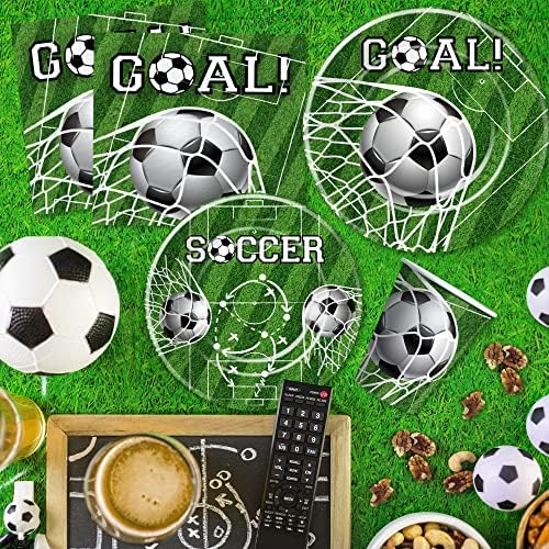 כדורגל ספקי צד-כדורגל יום הולדת קישוטי כלי שולחן, כדורגל צלחות, כוסות, מפיות, ספורט נושא כדורגל יום