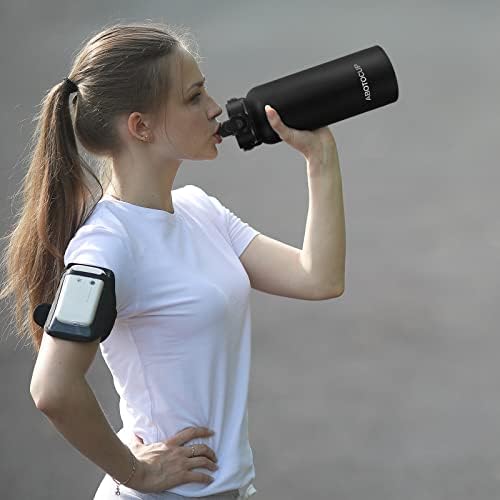 Abotocup 32oz בקבוק מים מבודד עם מכסי קש וזרבוביות, בקבוק מי ספורט גדול ללא זיעה, בקבוק מים BPA חינם