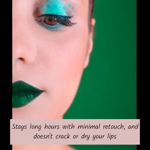 שפתון ירוק מט עם תוחם שפתיים תואם ומברשת לאורך זמן עמיד לנשיקה עמיד למים קל משקל ללא כתם ללא טלק וללא
