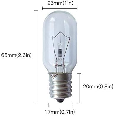 תאורת מיקרוגל 17 מכשיר נורת בסיס ביניים 25 נורה 40 וולט 110 וולט נורת תנור לבן חם, 8 מארז