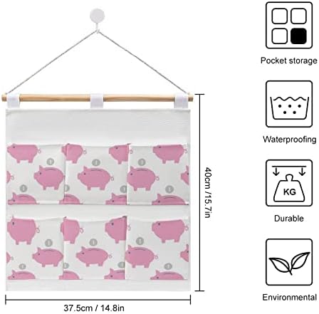 פיגי בנק דפוס קיר ארון תליית אחסון תיק 6 כיסים פשתן כותנה מעל את דלת ארגונית שקיות לחדר שינה אמבטיה