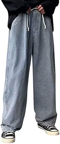 זיכרון ילד בתוספת-גודל ג ' ינס אלסטי רגל רופף מכנסיים רחב גברים של מכנסיים מותניים רחוב אופנה גברים