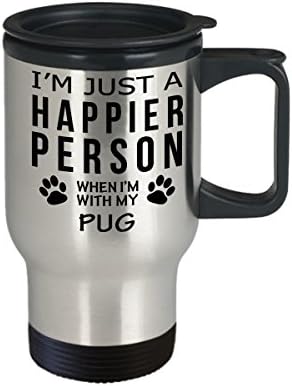 חובב כלבים טיול ספל קפה - אדם מאושר יותר עם מתנות הצלה לבעלים של PUG -PET