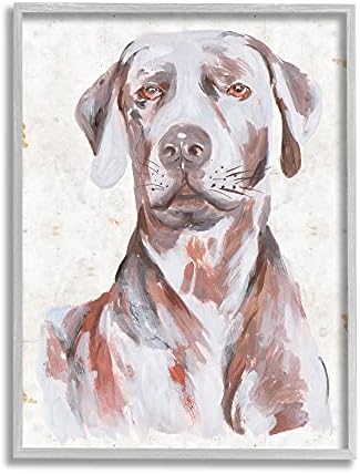 תעשיות סטופל בית כלב חיות מחמד דיוקן לברדור ציור טון רך, עיצוב מאת מליסה וואנג אפור אמנות קיר ממוסגרת,