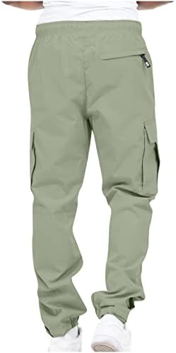 מכנסי מטען של Ozmmyan לגברים מכנסיים מרובים מזדמנים מוצקים מרובים אלסטיים כושר חיצוני סוג מכנסי מטען