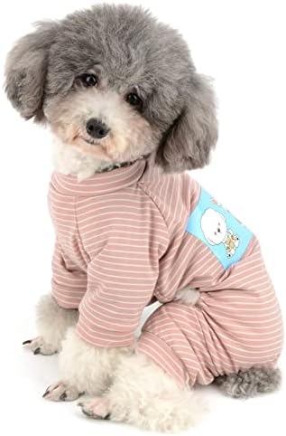 רנפי פס פיג'מה כלבים חיות מחמד חולצת כותנה כלב סרבל סרבל מזדמן כלב קטן ארבע רגליים בגדים בגדים חמוד