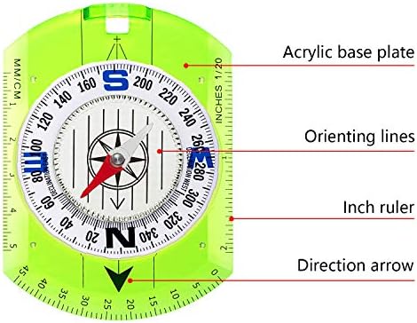 Gejoy 8 חלקים מצפן מפת קריאה מצפן טיולים רגליים קמפינג תרמילאים תרמילאים למצב פעילות חיצונית ניווט
