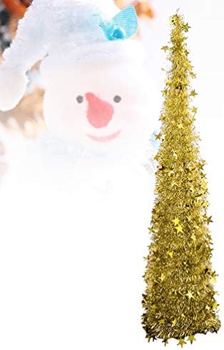 Nuobesty PET מספקת עצי חג המולד של טינסל, עץ חג המולד מתקפל לאח לחופשה לחג חג המולד, עיצוב שולחן 4ft