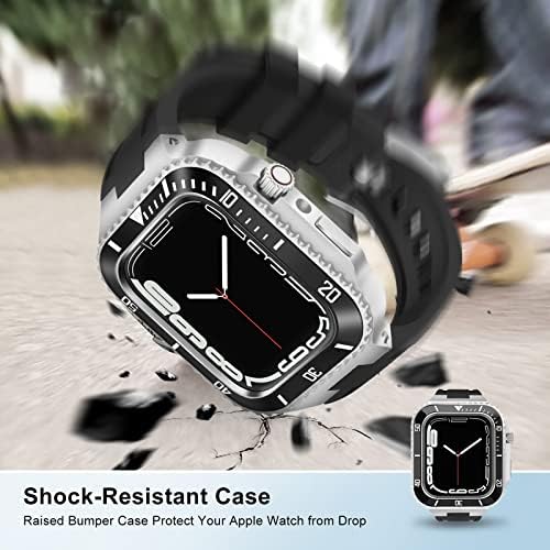 ערכת Mod Tonecy עבור Apple Watch 8 7 6 5 4 3 SE לוחית מתכתית וגומי שעון נירוסטה מארז ללהקה סדרת Iwatch