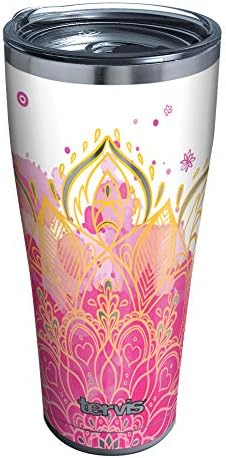טרוויס יוגה לוטוס פרח משולש מוקף חומה מבודד כוס נסיעות כוס שומר משקאות קר & מגבר; חם, 30 עוז, נירוסטה