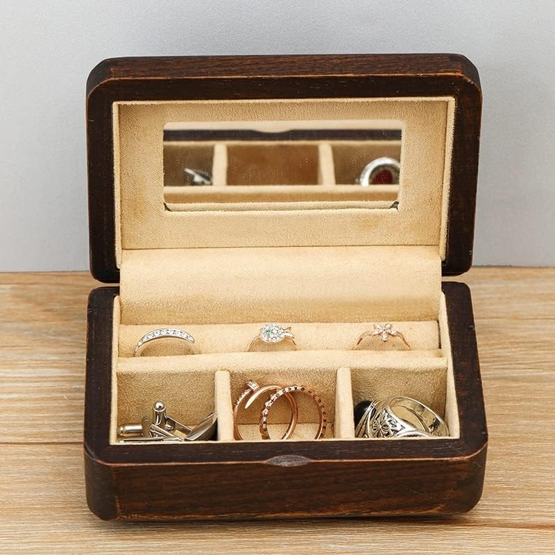 עץ קטן תכשיטי תיבת אחסון ארגונית נסיעות עץ שרשרת עגיל טבעת תכשיטי תצוגת מקרה ראווה (צבע:, גודל