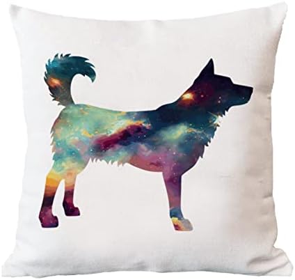 כוכבי שמיים כוכבים כלב האסקי זריקת כרית כרית בצבע מים גלקסי כלב גור גור ספה כרית חיות מחמד כרית חווה