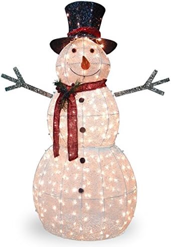 עיצוב חג המולד המלאכותי של חברת העץ הלאומית כולל נורות LED לבנות לפני סתום, 5 רגל, איש שלג קריסטל