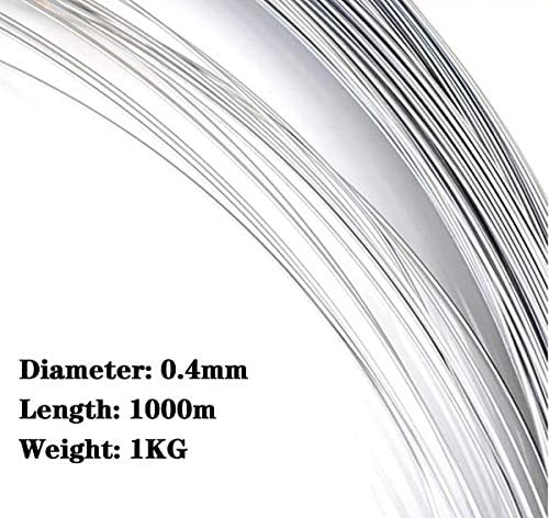 Alremo Huangxing - חוט נירוסטה חוט בינוני חוט קשה 0.3 ממ עד 0.5 ממ בקוטר, משקל 1 קג, 0.4mmx1000 ממ