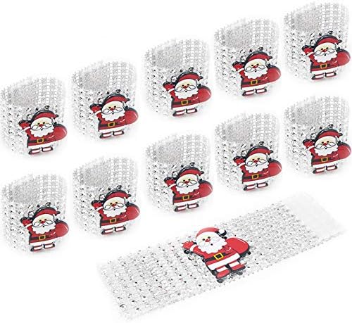 Loveife 10 חבילות טבעות מפיות לחג המולד, מחזיקי מפיות יהלומים מתאימים לעיצוב שולחן ארוחת ערב למסיבת