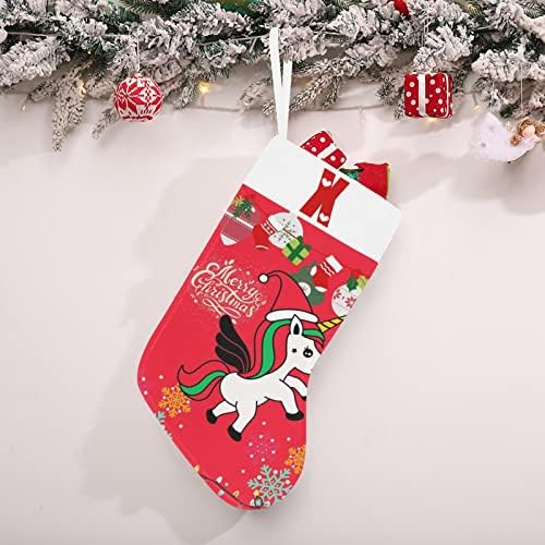 מונוגרמה סנטה חד קרן גרב חג המולד עם אות X ולב 18 אינץ 'אדום ולבן גדול