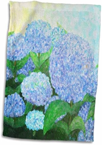 ציור ורד תלת מימדי של Periwinkle Blue Hydrangeas TWL_59780_1 מגבת, 15 x 22
