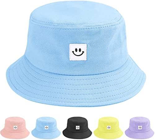 כובעי דלי Zando לילדים חיוך כותנה פנים כובע דלי מגן לבנות בנות בנות חמוד משקל קל משקל חוף כובע כובע