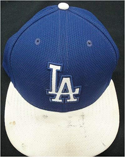 31 משחק דודג'רס השתמש בכובע כובע בייסבול רשמי MLB 7 1/8 מראה שימוש כבד - משחק כובעי MLB