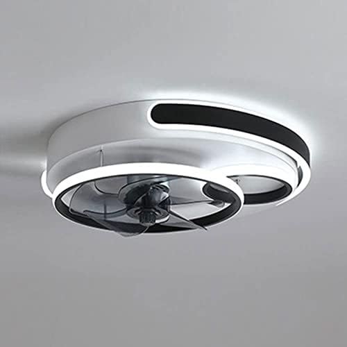 Issptyb 19.7 אינץ 'מאוורר תקרה מודרני עם מנורת טבעת לבנה שחורה בהירה ושחורה 48W אורות מאוורר תקרת LED,