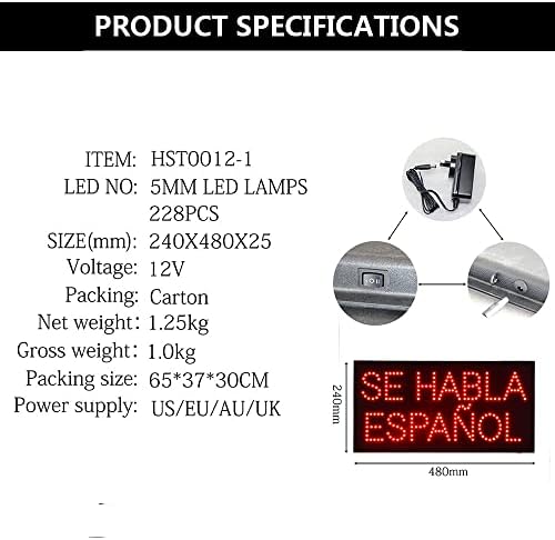 LED SE HABLA ESPAñol שלט לעסקים, Super Bright LED שלט פתוח עבור SE Habla Español, שלט תצוגת פרסום חשמלי