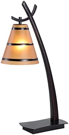בית קנרוי 03332 רייט 1 מנורת שולחן אור עם גימור ברונזה משפשף שמן, סגנון מזדמן, גובה 24 , 13.5 רוחב,