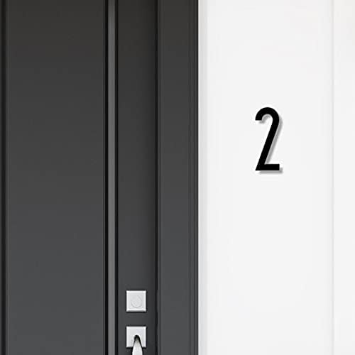 בית מספר 2 אבנידה דלת מספרים ב 3 גדלים מודרני צף גלוי בית מספר אקריליק כולל. תוספות, צבע: שחור, גודל:20