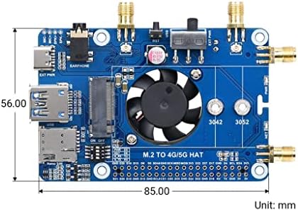 SIM8202G-M2 5G HAT לרשת PI/ARDUI של Raspberry, Quad Antennas תומך ברשת 5G NSA ו- SA, 5G/4G/3G תואם,