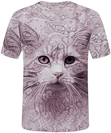 בנות חתול גרפי למעלה צווארון עגול חולצות חולצת טי לנשים קצר שרוול קאוואי קיץ סתיו למעלה 2023 בגדים טרנדי
