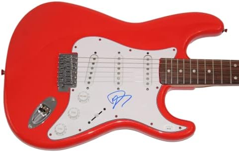 דייב גרוהל חתם על חתימה בגודל מלא פנדר אדום סטרטוקסטר גיטרה חשמלית דואר עם ג 'יימס ספנס ג' יי. אס. איי