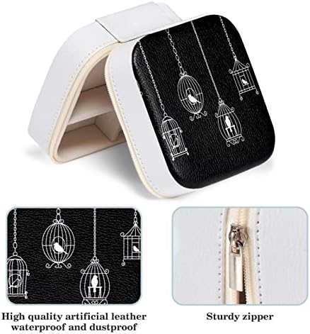 מארגן קופסאות תכשיטים של Rodailycay Wirh רוכסן כפול, עור תכשיטים קטנים טיול נייד לטבעות צמיד צמיד עגילי