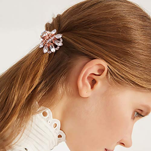 3 יחידות קריסטל ריינסטון רוז זהב טון קטן מתכת שיער טופר קליפ עבור נשים בנות