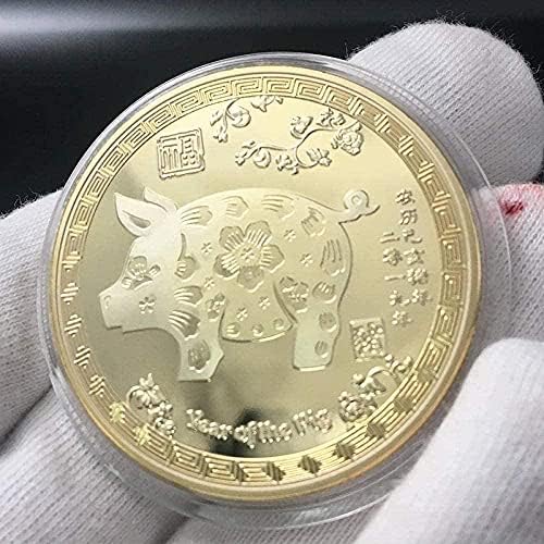 שנת גלגל המזלות לשנת 2019 אוסף מטבעות זיכרון מצופה זהב מצופה חזה חיה פואווה ראש השנה מטבע זהב עותק חזיר