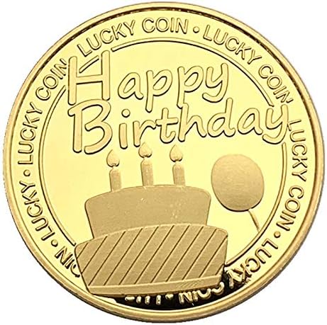יום הולדת שמח מטבע מזל מתנה יצירתית מתנה אספנית מצופה זהב מטבע מזכר
