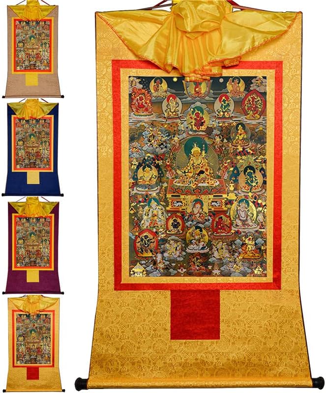 גנדנרה גורו-סנט פדמאסמבהאבה ו-21 ג ' מבאלה,אלים של עושר, אמנות ציור טנגקה טיבטית,ברוקד טנגקה בודהיסטי,שטיח