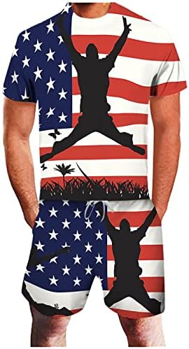 תלבושת יום הזיכרון של Douhen קופץ דגל גברים דפוס קיץ הדפסת חליפה אמריקאית יום עצמאות מזדמנת תלת מימד