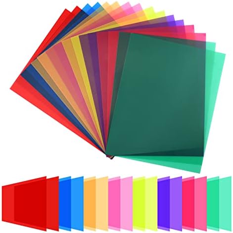 Bokingone 16 PCS מסנן ג'ל תיקון צבע לתאורה - שכבות צבעוניות שקופות גיליונות פלסטיק ג'ל תאורה לצילום,